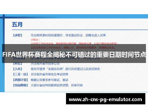 FIFA世界杯赛程全揭秘不可错过的重要日期时间节点 FIFA世界杯赛程全揭秘不可错过的重要日期时间节点